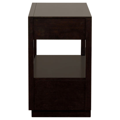 2 Drawer Nightstand With Trim And USB Charging - Brown