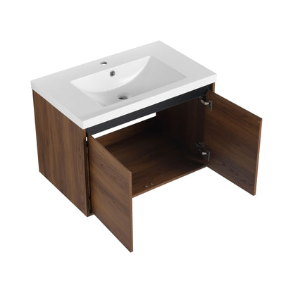 Bathroom Vanity Set With Resin Countertop Sink And 2 Doors, Engineered Wood
