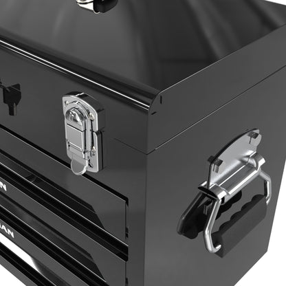 Portable 3 Drawer Steel Toolbox, 4 Layers Of Tools With Metal Latches, With Storage Tray And Carrying Handle
