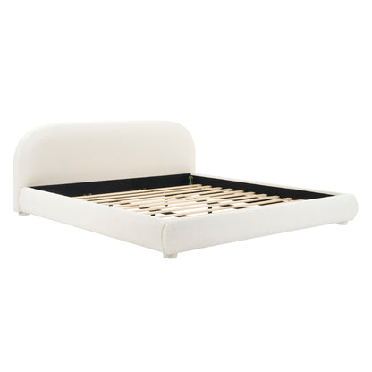 Upholstered Simple Modern Bedroom Bed With Curved Headboard