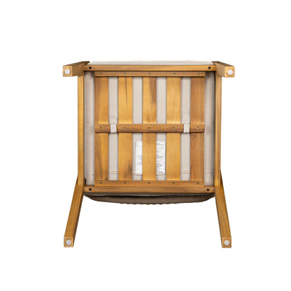 Outdoor Dining Set 1 Table 4 Chairs (Set of 5) - Teak / Beige