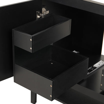 36" Bathroom Vanity With Sink, Frame Cabinet With Doors And Drawers - Black