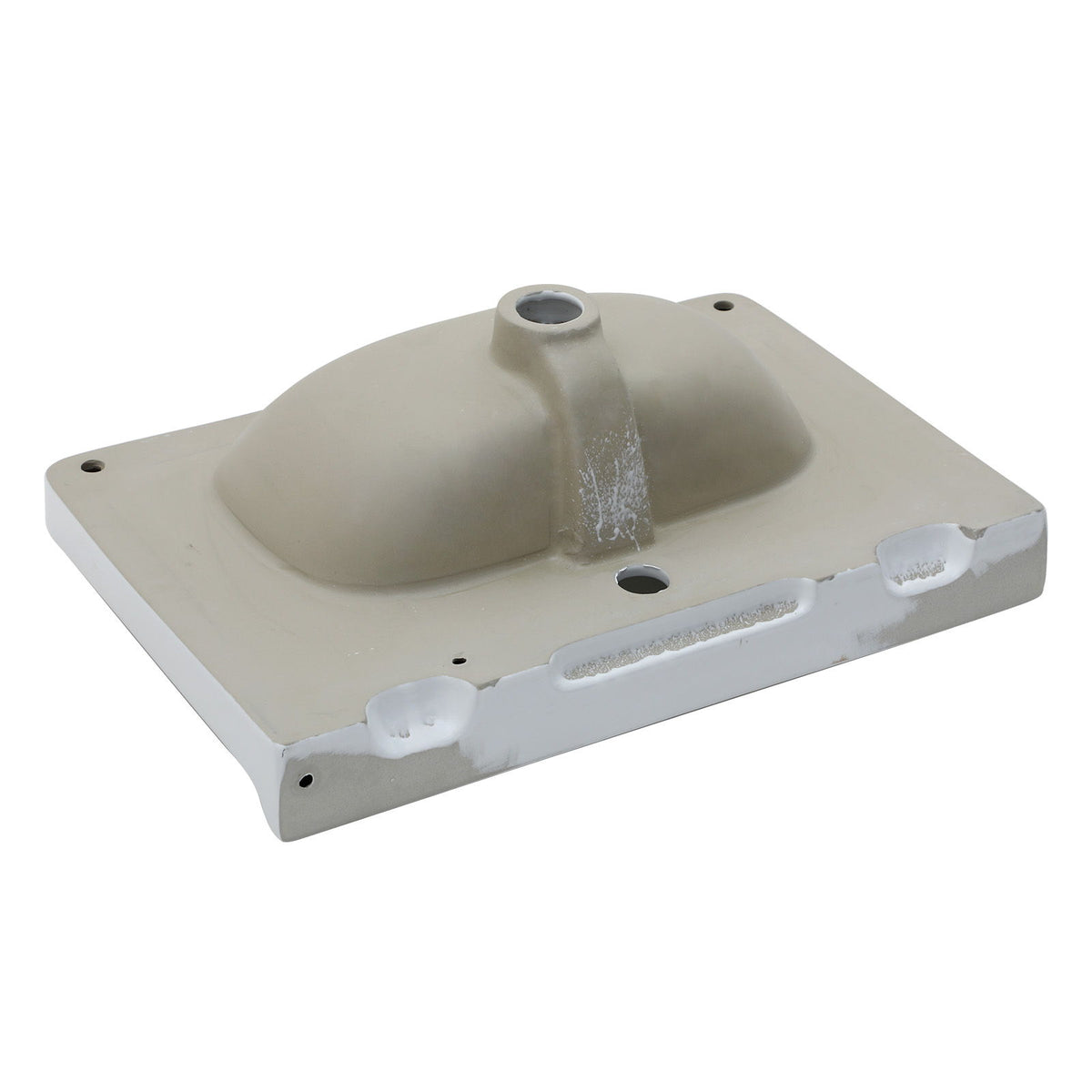 Wall Mounted Rectangular Bathroom Sink With Towel Bar & Overflow - White