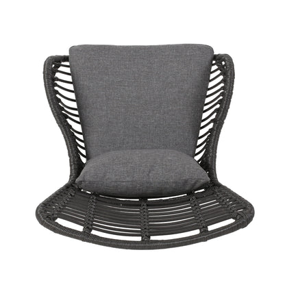 Modern Aesthetic Outdoor Rattan Accent Chair With Metal Legs