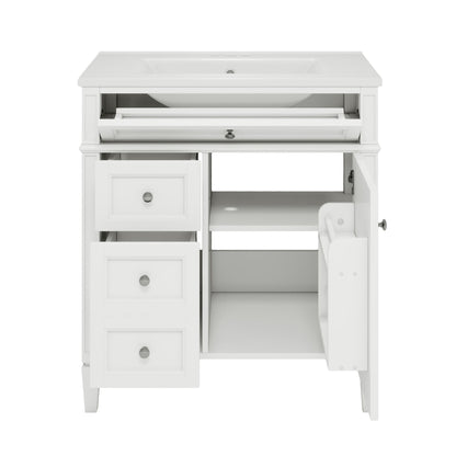Bathroom Vanity With Top Sink, Modern Bathroom Storage Cabinet With 2 Drawers And A Tip-Out Drawer