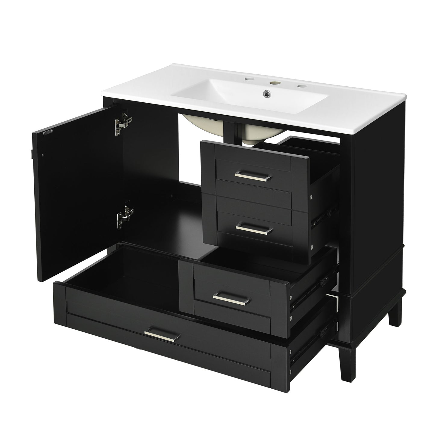 Bathroom Vanity, Modern Bathroom Cabinet With Sink Combo Set, Bathroom Storage Cabinet With A Soft Closing Door And 3 Drawers, Solid Wood Frame