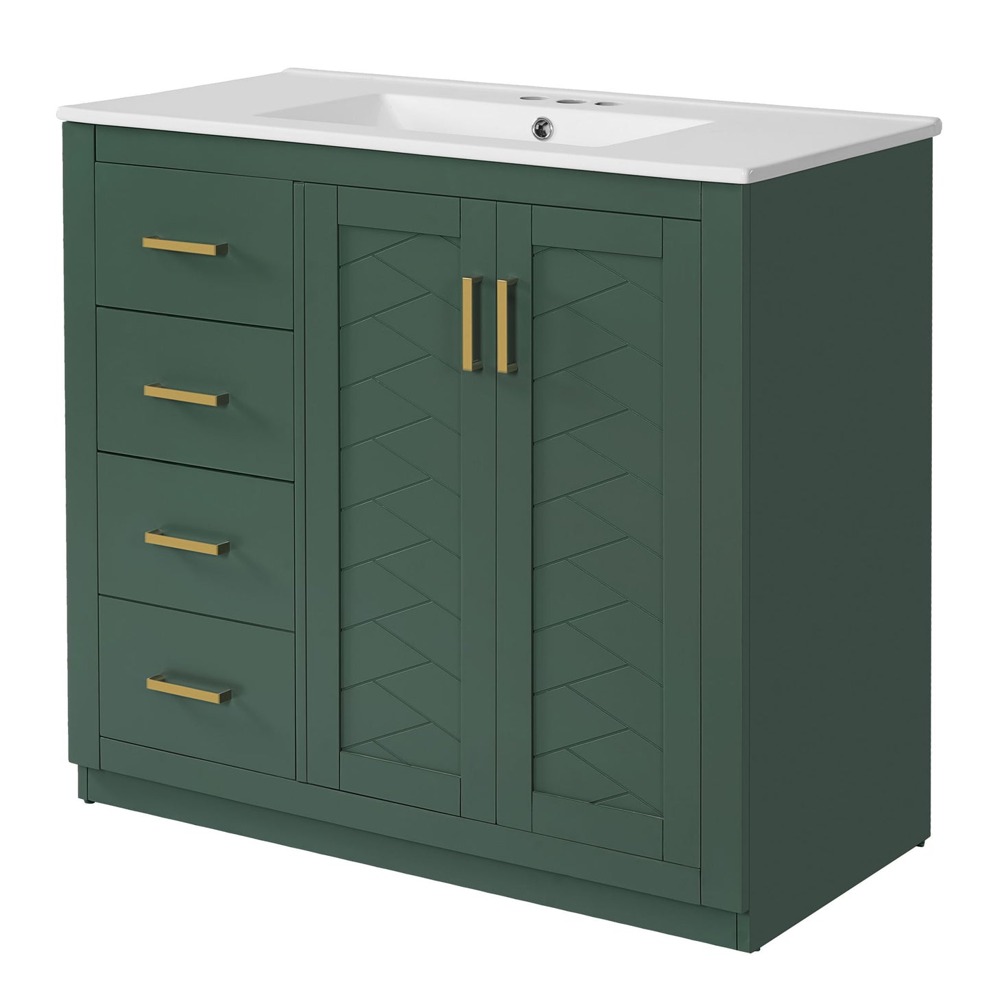 Bathroom Vanity With Sink Combo, Storage Cabinet, Freestanding Set With 3 Drawers & Soft Closing Doors