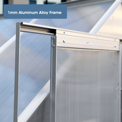 Walk-In Polycarbonate house & Roof Vent, Sliding Doors, Aluminum Hobby Hot House For Outdoor