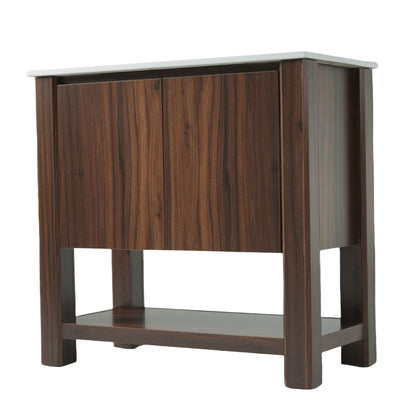 Modern Bathroom Vanity With Rectangle Ceramic Sink, Soft Closing Doors
