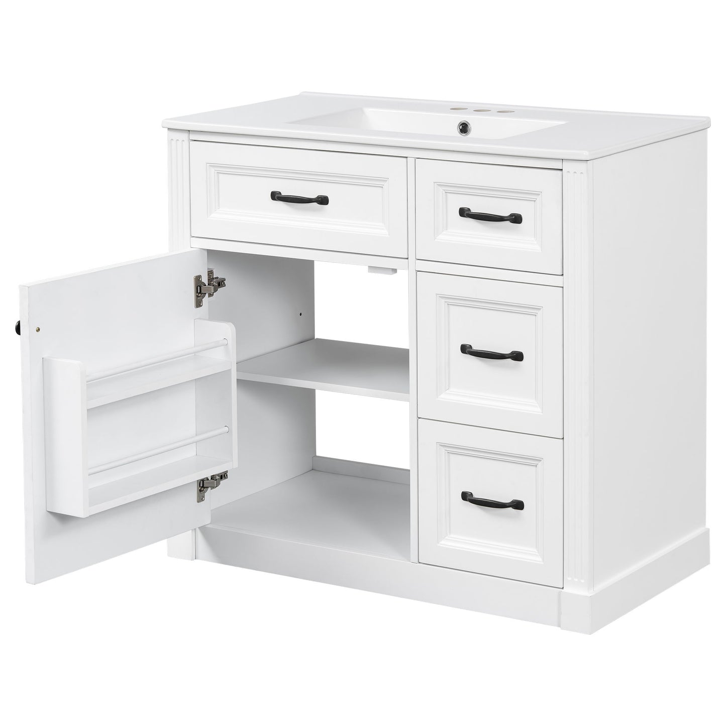 Modern Bathroom Vanity With Sink, 4 Drawers, Soft-Close Door, Adjustable Shelf