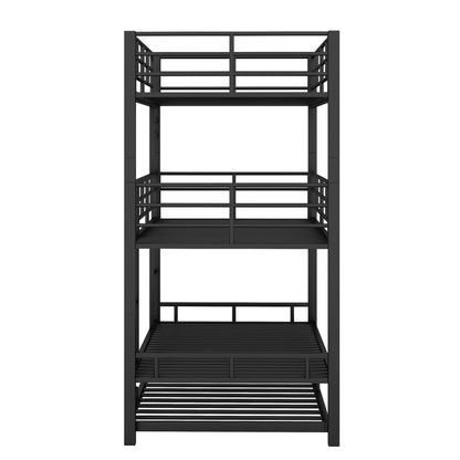Triple Bunk Bed With Trundle, Heavy Duty Steel Construction
