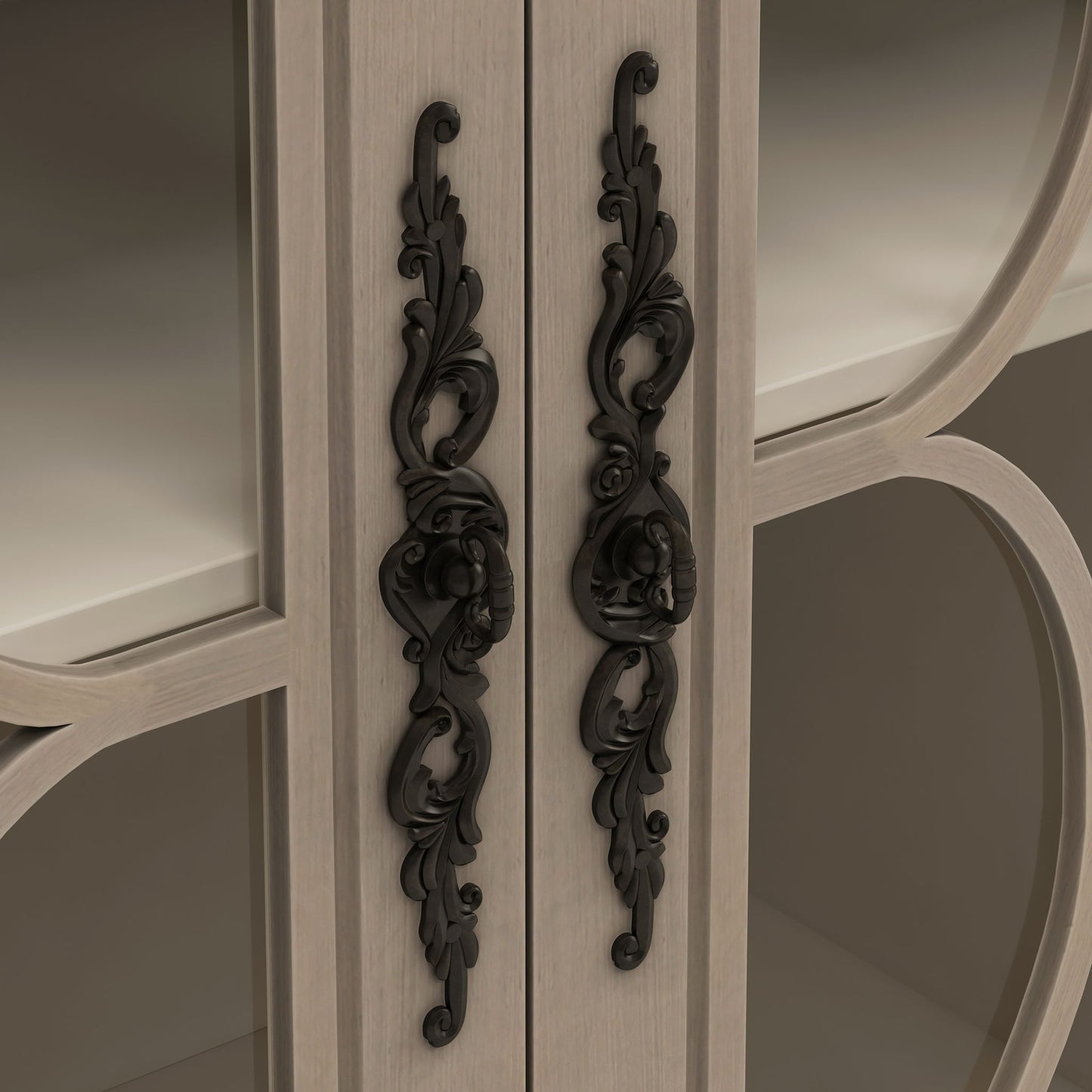 Elegant 4 Door Cabinet With Tempered Glass Doors