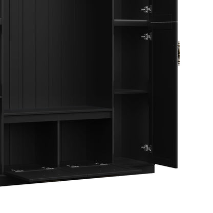 Hall Tree With 4 Side Cabinets