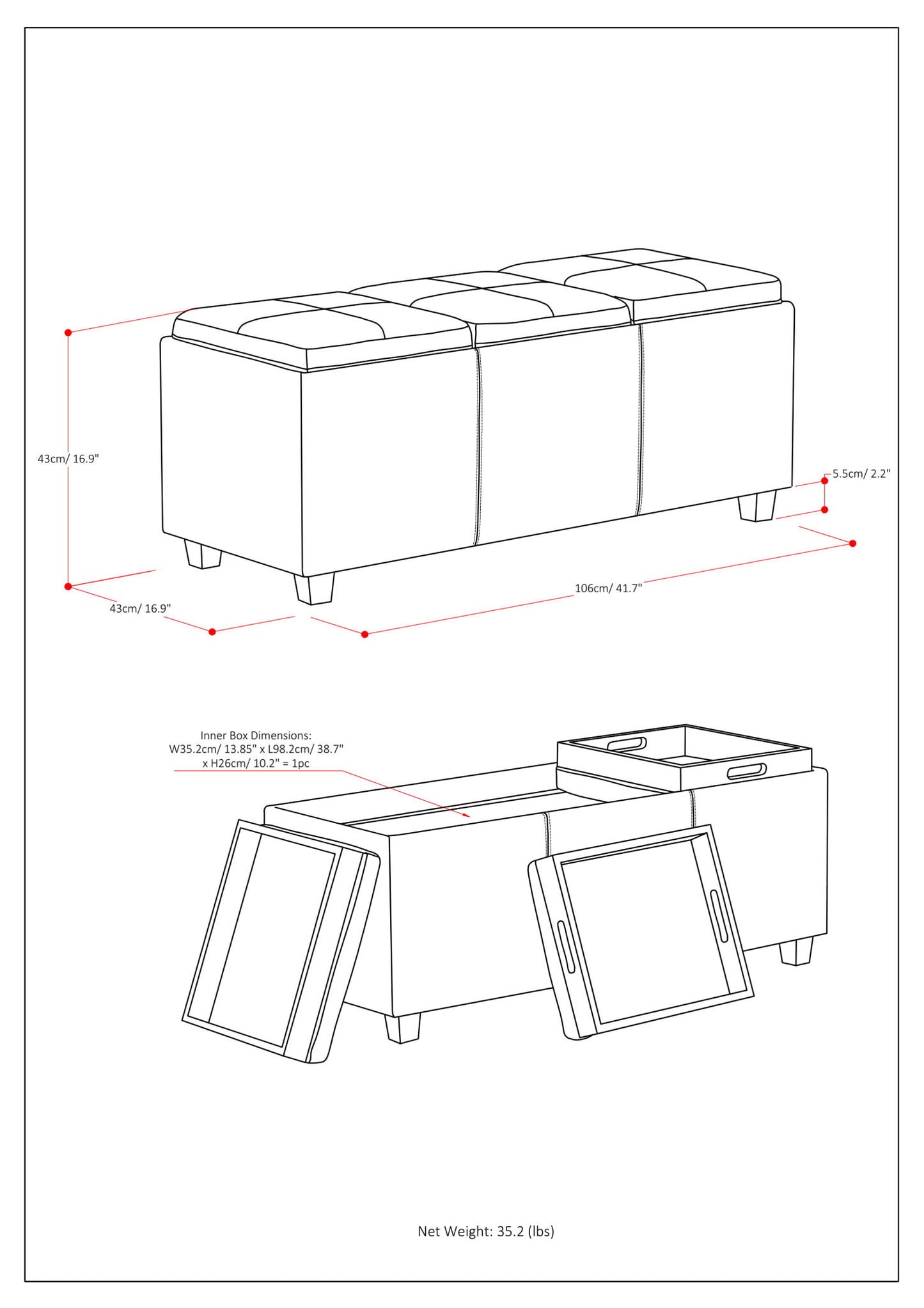 Avalon - Multi Functional Storage Ottoman