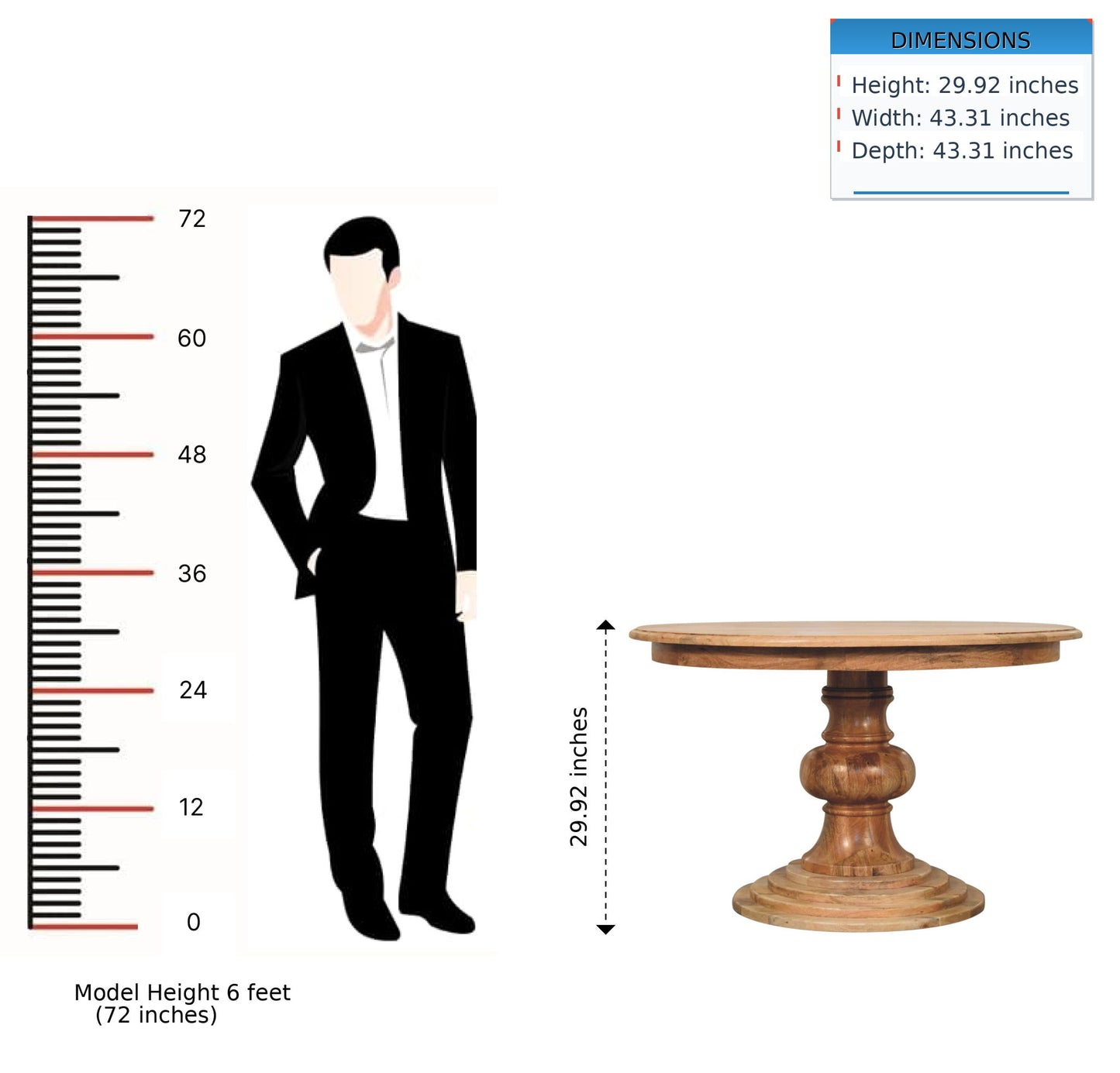 Round Turned Dining Table - Oak