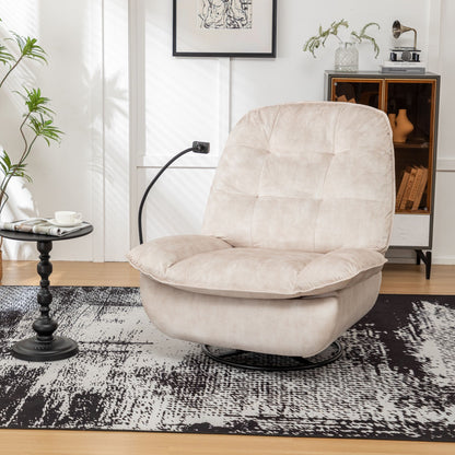 Modern Swivel Gliding Recliner Chair With Rocking Function And Phone Holder, Large Comfortable