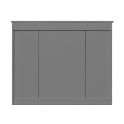 Wall Mounted Bathroom Cabinet With Mirror And 4 Shelves, Rectangular Design - Gray