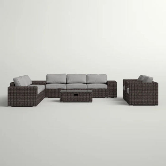 Stylish Rattan Wicker Person Seating Group With Premium Sunbrella Cushions Perfect For Outdoor Entertaining
