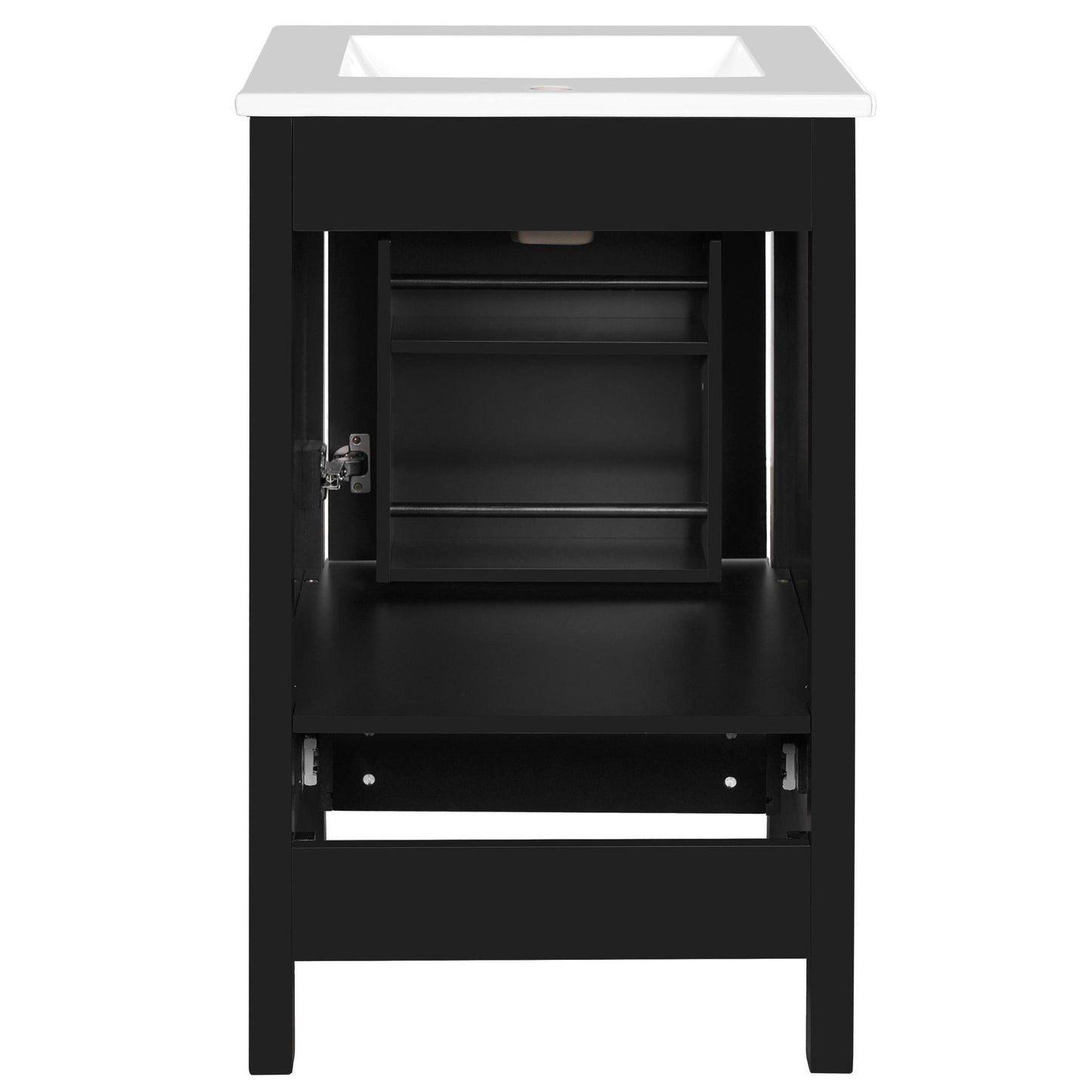 Bathroom Vanity With Ceramic Sink, Soft Close Drawers, Door Organizer, Divider Drawer, Adjustable Foot Pads