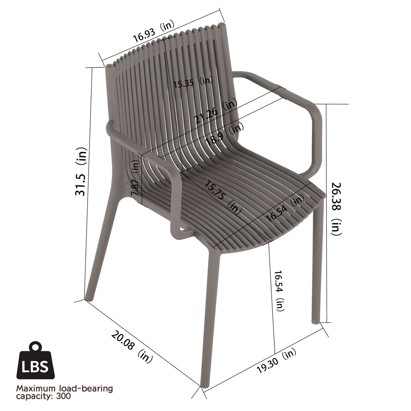 4 Modern Stackable Plastic Armchair Matched With Folding Square Table