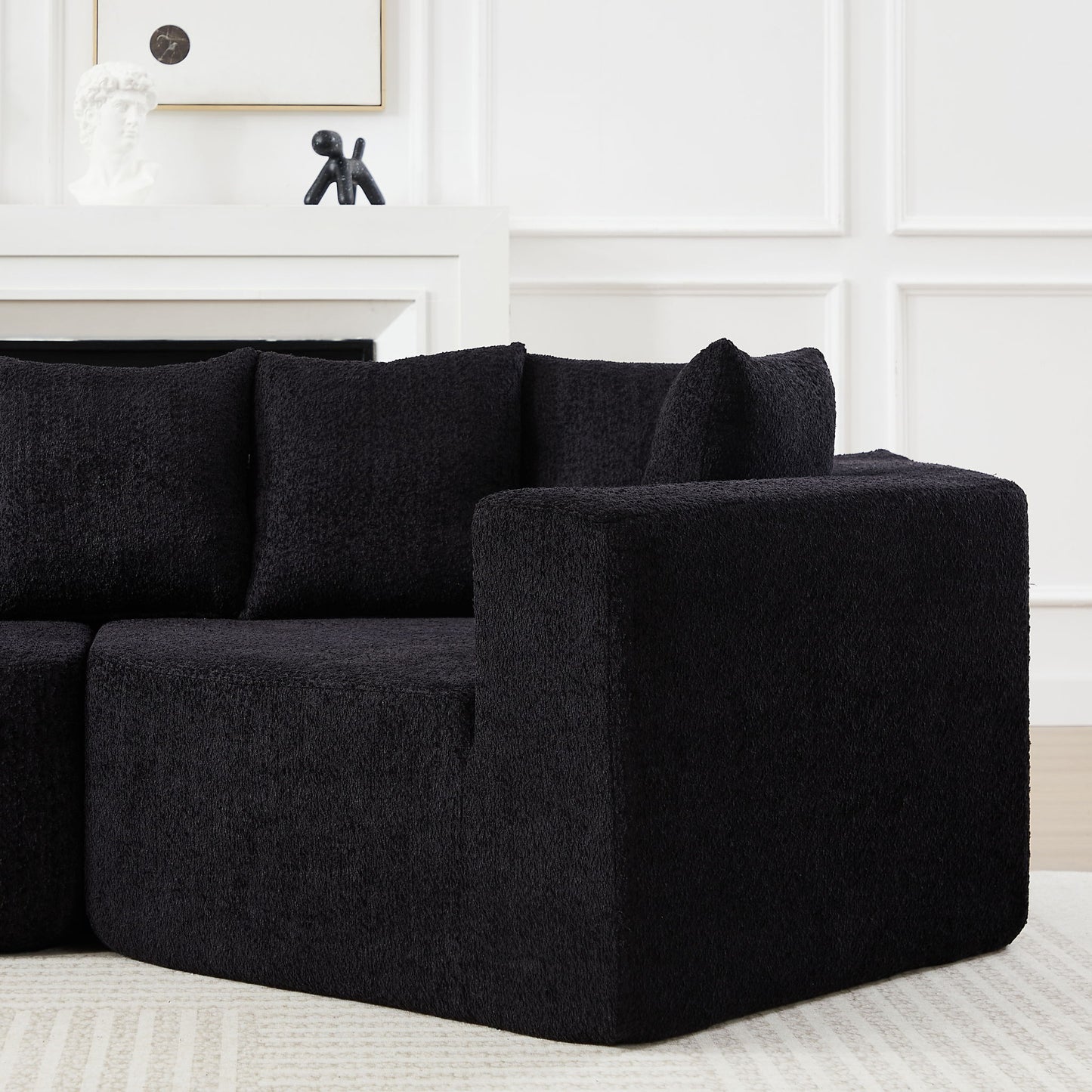 L - Shaped Modular Sofa With Deep Seat And 11 Pillows