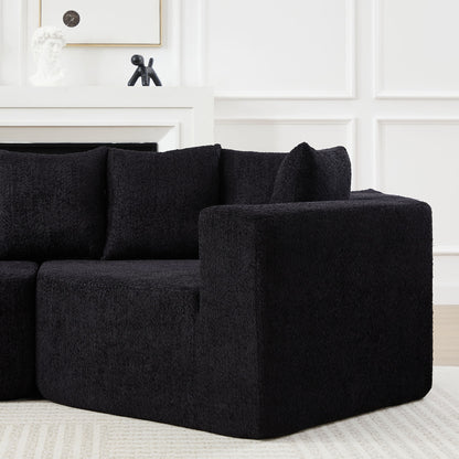 L - Shaped Modular Sofa With Deep Seat And 11 Pillows