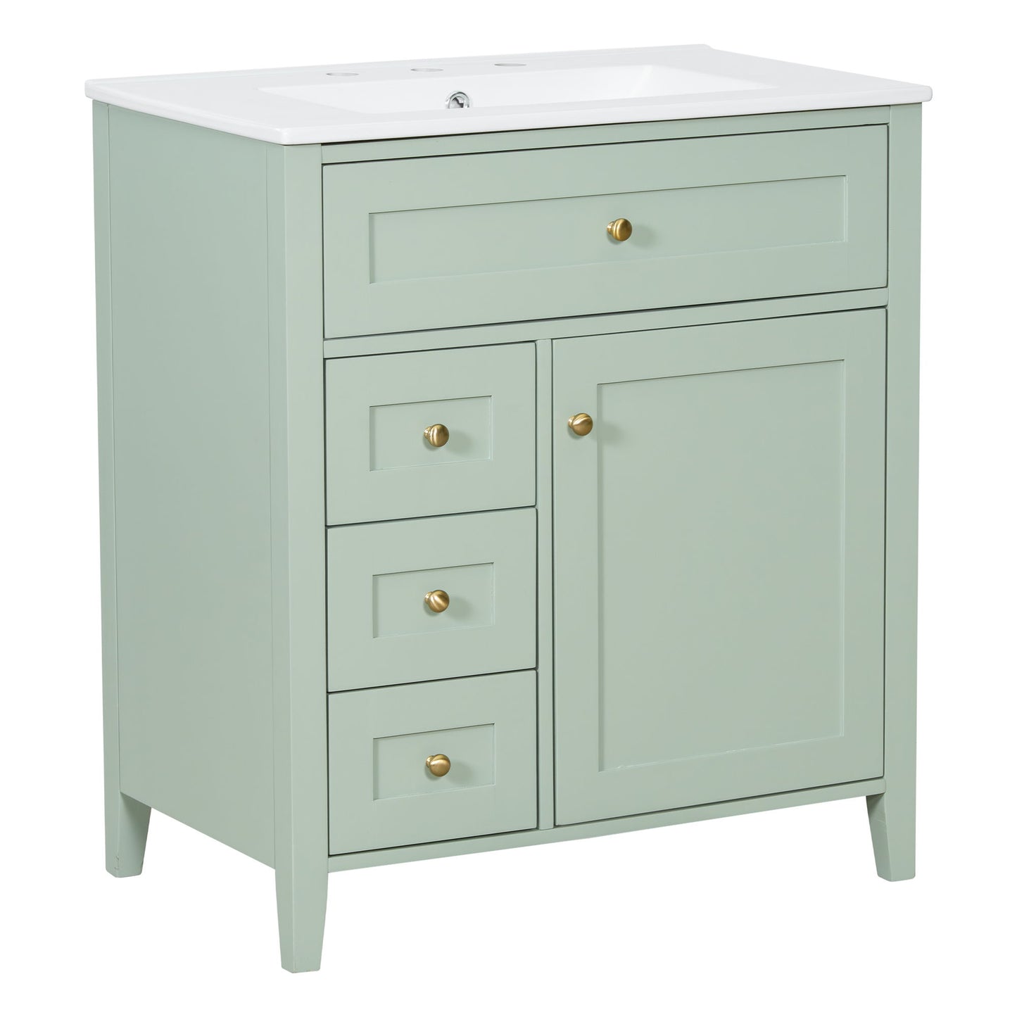 Modern Bathroom Vanity With Sink, 3 Drawers And Adjustable Shelf