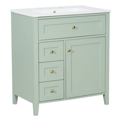 Modern Bathroom Vanity With Sink, 3 Drawers And Adjustable Shelf