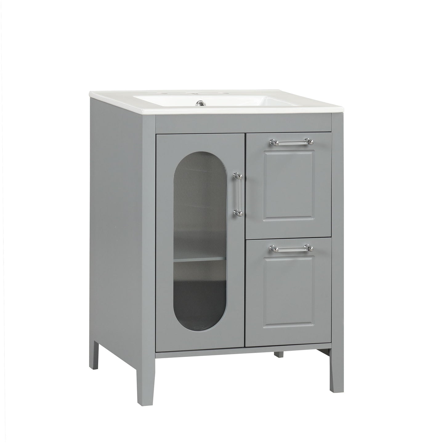Modern Bathroom Vanity With Sink, Cabinet With 2 Drawers And Door, Adjustable Shelf