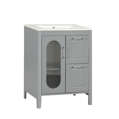 Modern Bathroom Vanity With Sink, Cabinet With 2 Drawers And Door, Adjustable Shelf