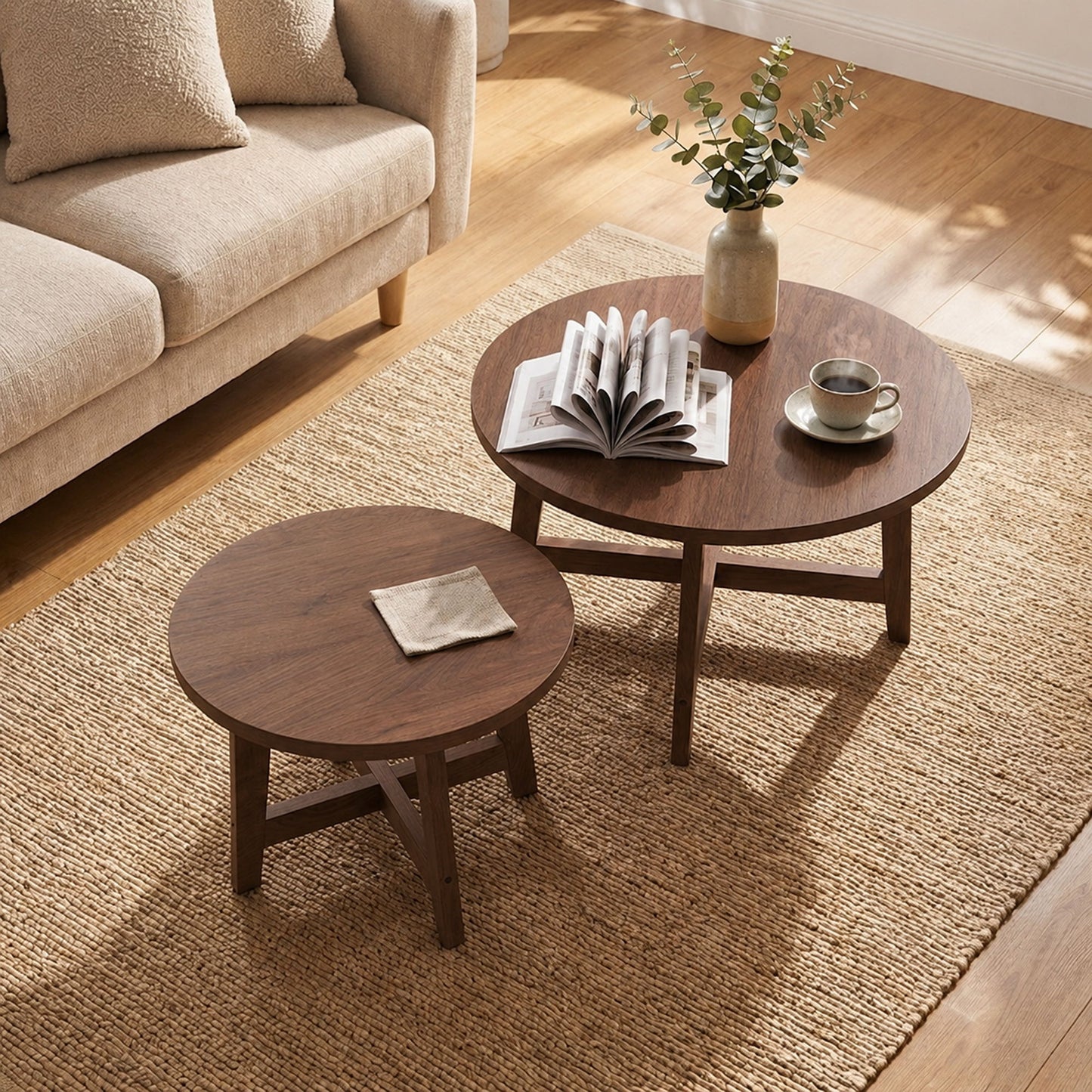 Round Nesting Stackable Tables For Living Room