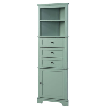 Tall Storage Cabinet With 3 Drawers And Adjustable Shelves For Bathroom
