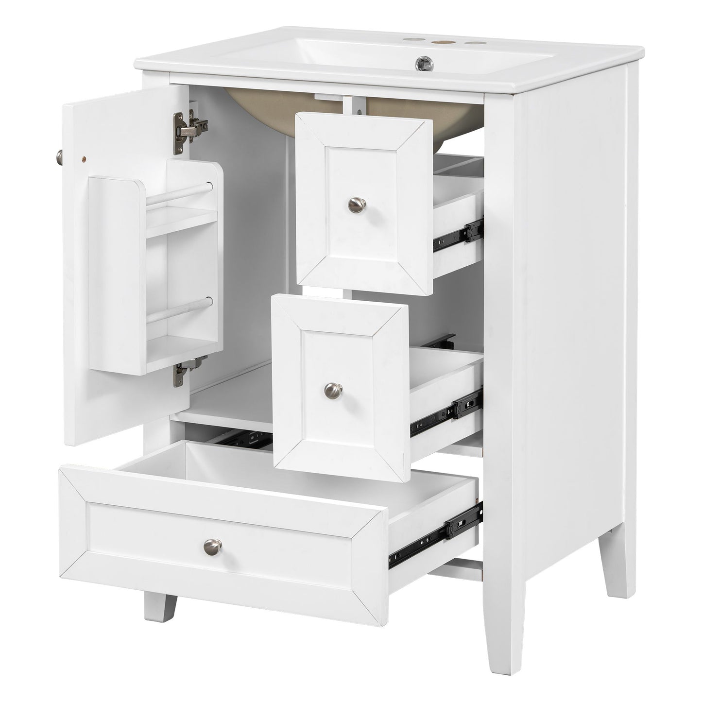 Modern Bathroom Vanity With Sink, Freestanding Cabinet With Drawers And Shelves