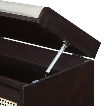 Entryway Shoe Bench With Drawers & Button Tufted Cushion