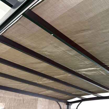 13' X 7.7' Outdoor Pergola Sun Shade Cover Cloth Patio Canopy Hdpe Permeable With Grommets - Brown