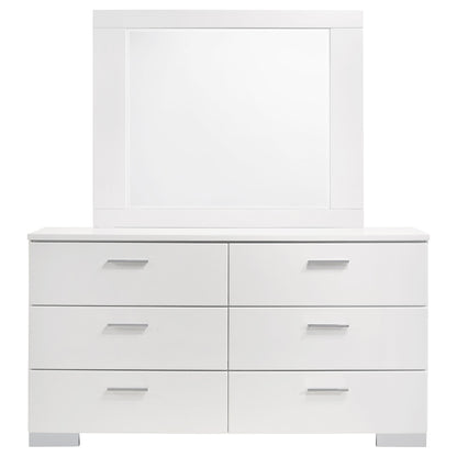 Dulcey - 6 Drawer Dresser With Mirror - Gloss White