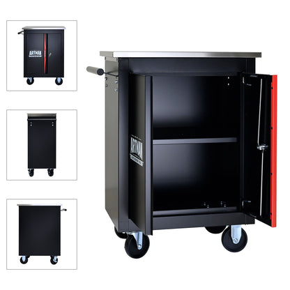 Double Door Clapboardl Multi Function Tool Cart - Black / Red