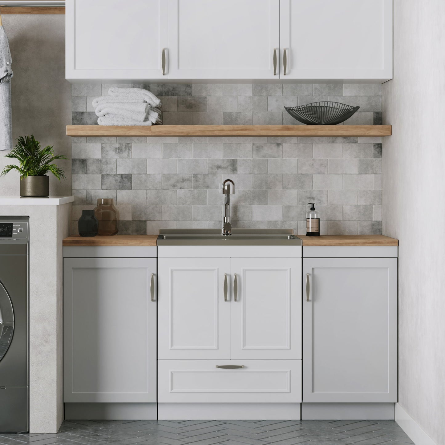 Cardinal - Laundry Cabinet With Faucet And Sink - White