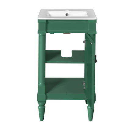 Bathroom Vanity With Sink, Storage Cabinet With Door, Drop In Sink, Compact Freestanding Design