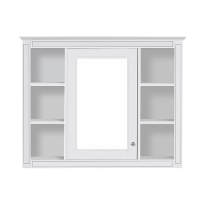 Bathroom Vanity With Mirror Cabinet, Single Sink With 2 Soft Closing Doors And 4 Drawers