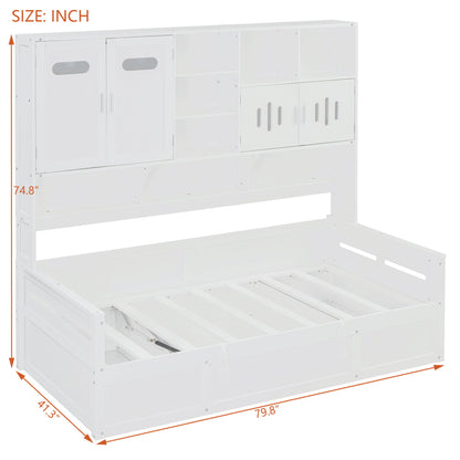 Daybed With All-In-One Cabinet And Shelf