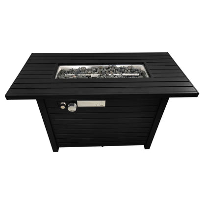 Outdoor Fire Pit Table With Lid, - Black