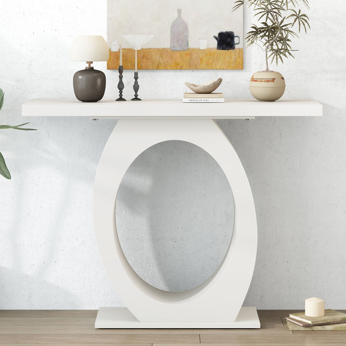 Console Table With Oval Base And Reinforced Bottom Plate