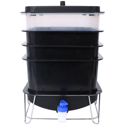Durable Worm Farm Composting Bin With 4 Tray System For Food Waste Recycling Plastic - Black