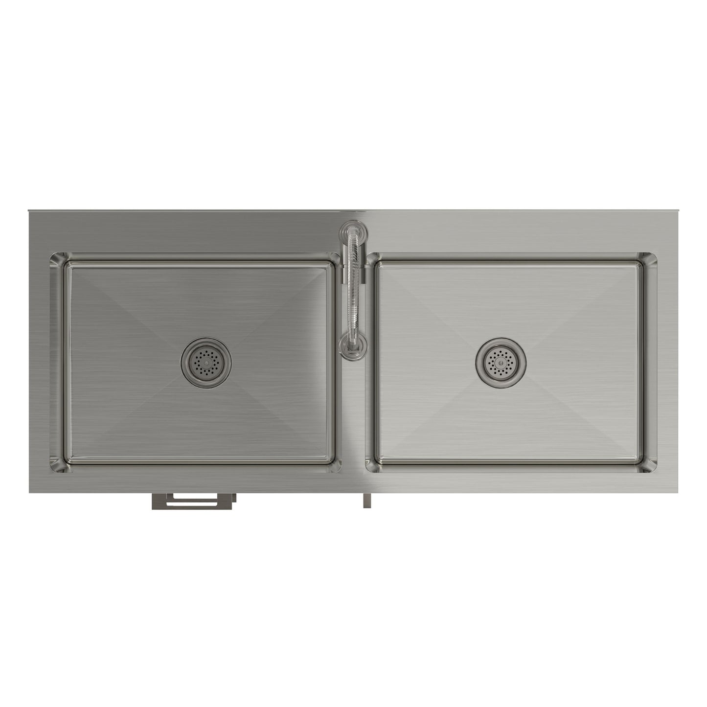 Hennessy - Laundry Utility Sink And Cabinet With Dual Sink And Pull Out Faucet - White