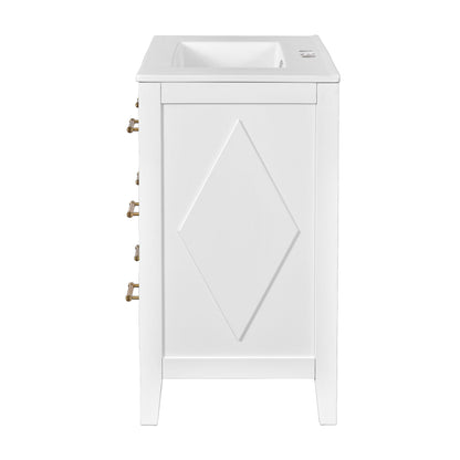 Retro Bathroom Vanity With Sink Combo, Free Standing Single Set With 3 Drawers