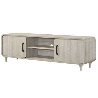 TV Stand With Sliding Doors And Handles, Living Room Furniture - Antique White