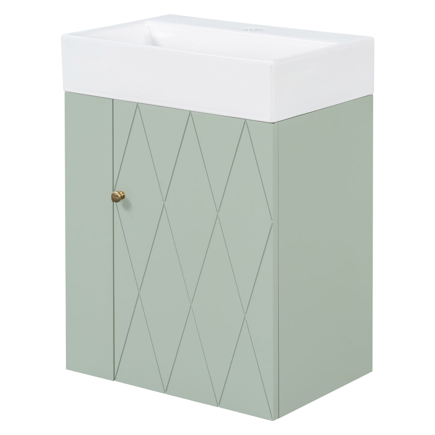 Modern Bathroom Vanity With Sink, Diamond Pattern Doors