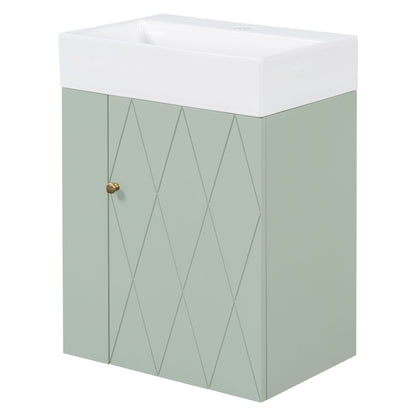 Modern Bathroom Vanity With Sink, Diamond Pattern Doors