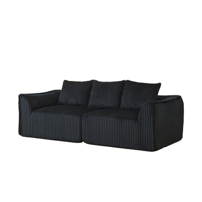 Minimalist 3 Seater Sofa With Curved Lines And Gently Sloped Backrest